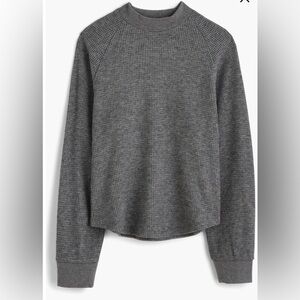 Madewell grey waffle knit mock neck shirt